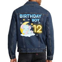 Cute Elephant 12th Birthday Boy Hipster Men Denim Jacket | Artistshot