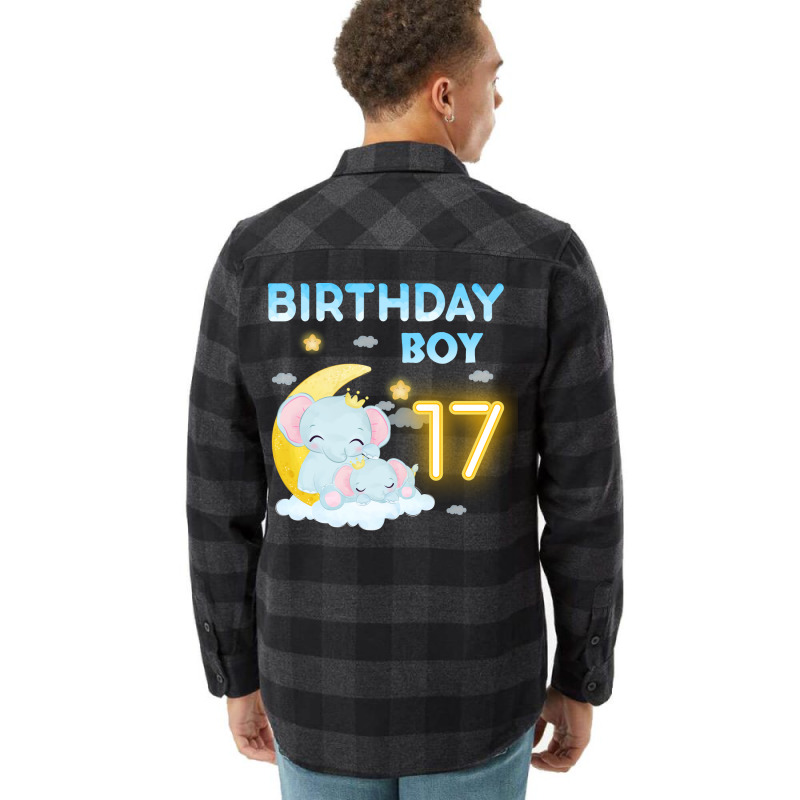 Cute Elephant 17th Birthday Boy Red Flannel Shirt | Artistshot