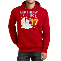 Cute Elephant 17th Birthday Boy Red Unisex Hoodie | Artistshot