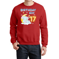 Cute Elephant 17th Birthday Boy Red Crewneck Sweatshirt | Artistshot