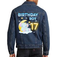 Cute Elephant 17th Birthday Boy Red Men Denim Jacket | Artistshot