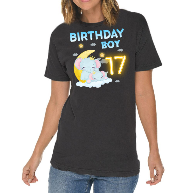 Cute Elephant 17th Birthday Boy Red Vintage T-shirt | Artistshot