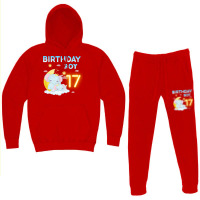 Cute Elephant 17th Birthday Boy Red Hoodie & Jogger Set | Artistshot