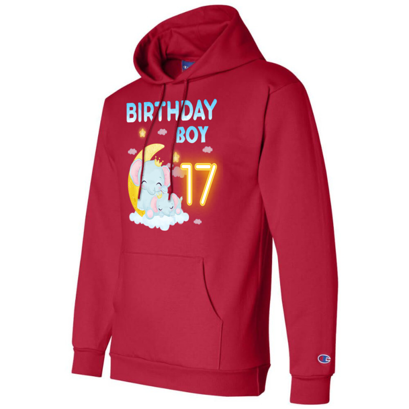 Cute Elephant 17th Birthday Boy Red Champion Hoodie | Artistshot