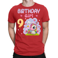 Cute Unicorn 9th Birthday Girl Blue T-shirt | Artistshot