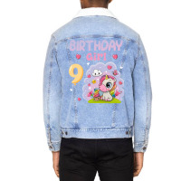 Cute Unicorn 9th Birthday Girl Blue Unisex Sherpa-lined Denim Jacket | Artistshot