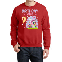 Cute Unicorn 9th Birthday Girl Blue Crewneck Sweatshirt | Artistshot