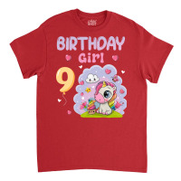 Cute Unicorn 9th Birthday Girl Blue Classic T-shirt | Artistshot