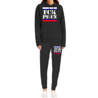 Fuck Putin Fck Putin Flag Shots In White Hoodie & Jogger Set | Artistshot