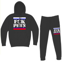 Fuck Putin Fck Putin Flag Shots In White Hoodie & Jogger Set | Artistshot