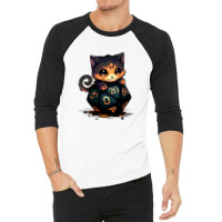 Dice Tou Chibi Cat Blue 3/4 Sleeve Shirt | Artistshot