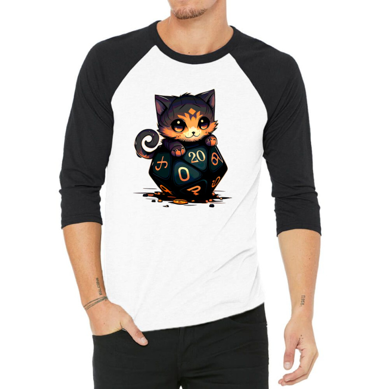 Dice Tou Chibi Cat Blue 3/4 Sleeve Shirt | Artistshot