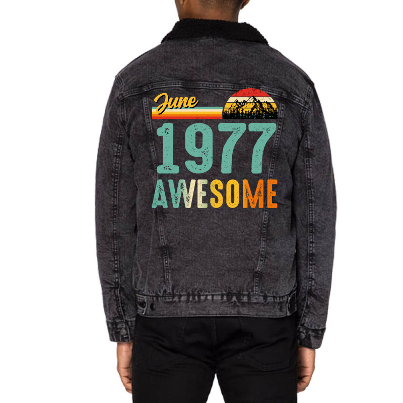 June 1977 Birthday Gift  Vintage June 1977 Awesome Unisex Sherpa-lined Denim Jacket | Artistshot