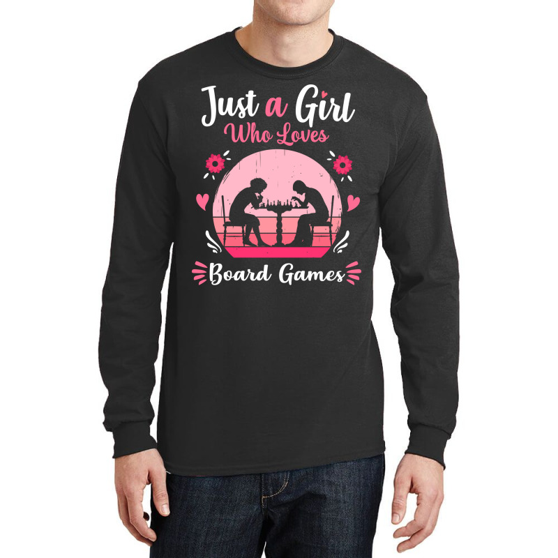 Just A Girl Who Loves Board Games Pink Retro Vinta Long Sleeve Shirts | Artistshot