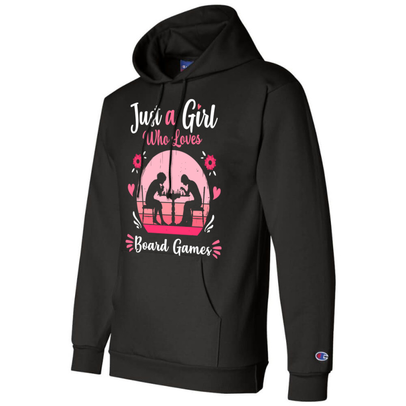 Just A Girl Who Loves Board Games Pink Retro Vinta Champion Hoodie | Artistshot