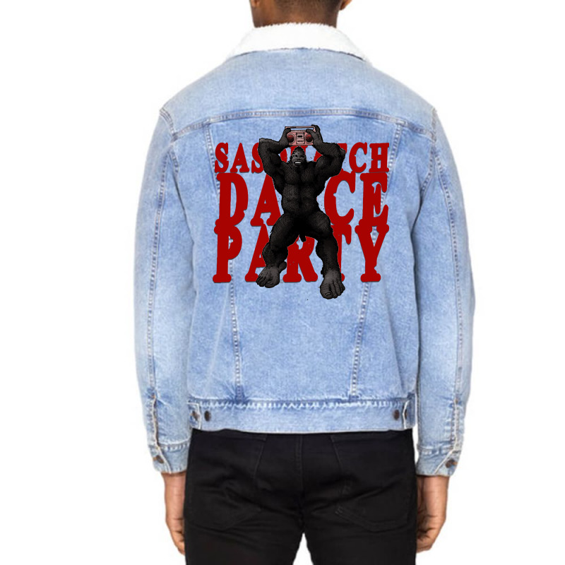 Sasquatch Dance Party Girl Unisex Sherpa-lined Denim Jacket | Artistshot