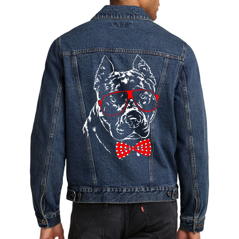 Cute American Pitbull Terrier Dog Portrait Stars N Men Denim Jacket by dontutataruq | Artistshot