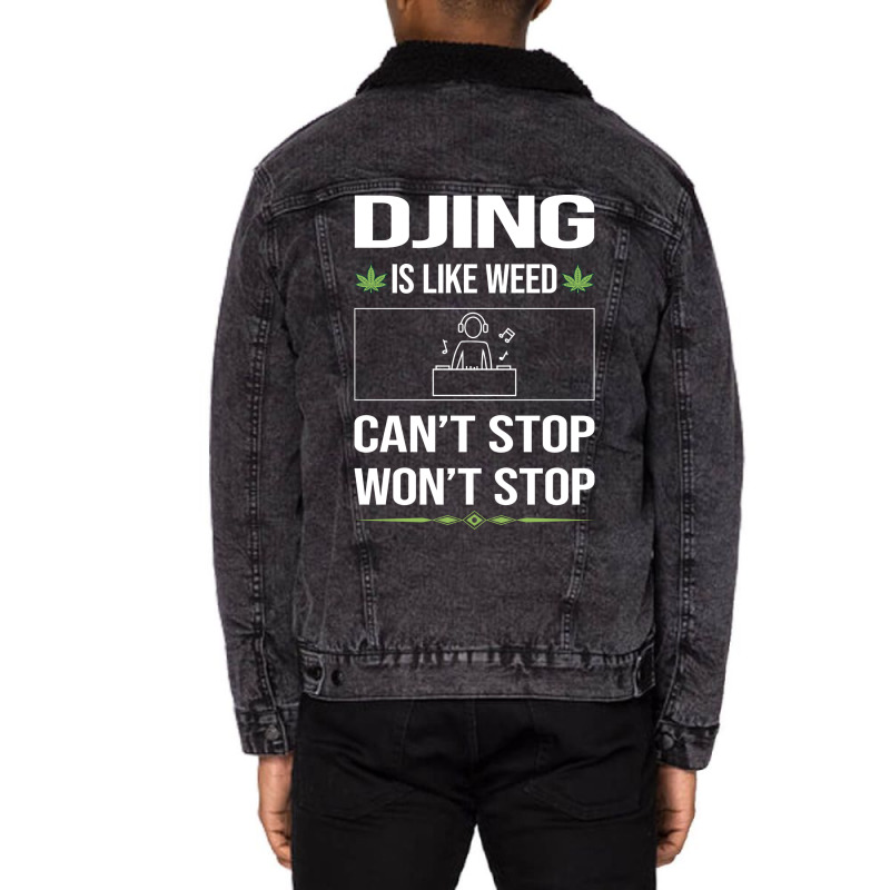 Funny Cant Stop Djing Dj Disc Jockey Deejay Blue Unisex Sherpa-lined Denim Jacket | Artistshot