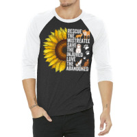 Dog Rescue Sunflower Rescue The Mistreated Nostalg 3/4 Sleeve Shirt | Artistshot