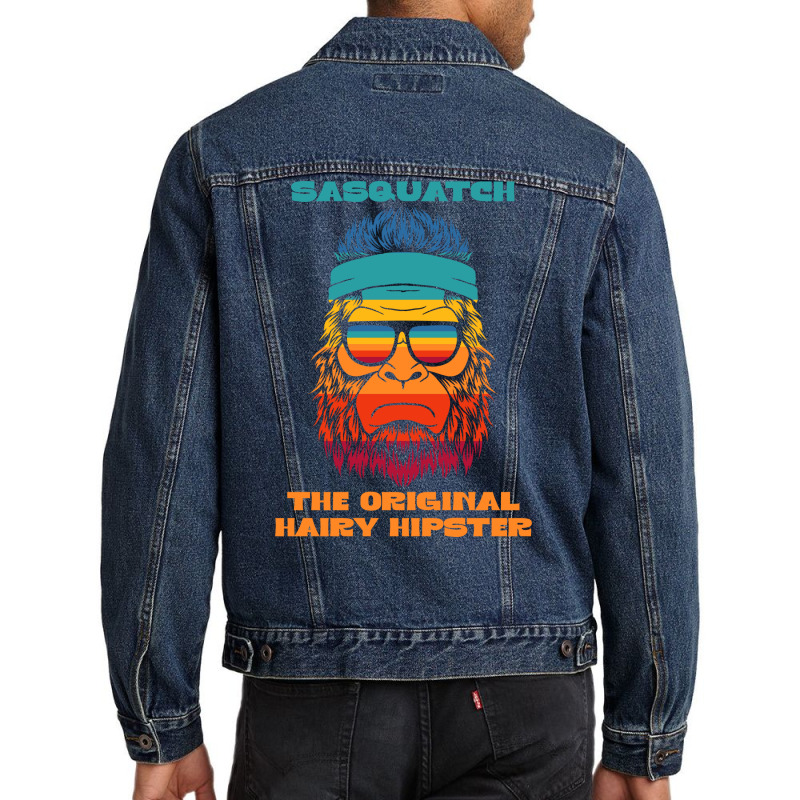 Sasquatch The Original Hairy Hipster Retro Vintage Men Denim Jacket | Artistshot