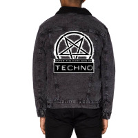 Dark Side Of Techno White Humor Unisex Sherpa-lined Denim Jacket | Artistshot