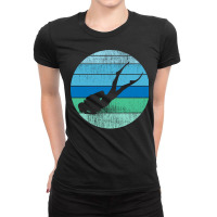 Diver Retro Sunset Scuba Diving Diver Hippie Ladies Fitted T-shirt | Artistshot