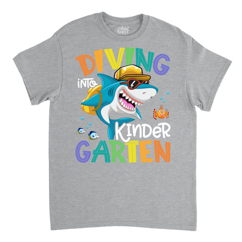 Diving Into Kindergarten Shark Backpack Back To Sc Classic T-shirt by civileromeah | Artistshot