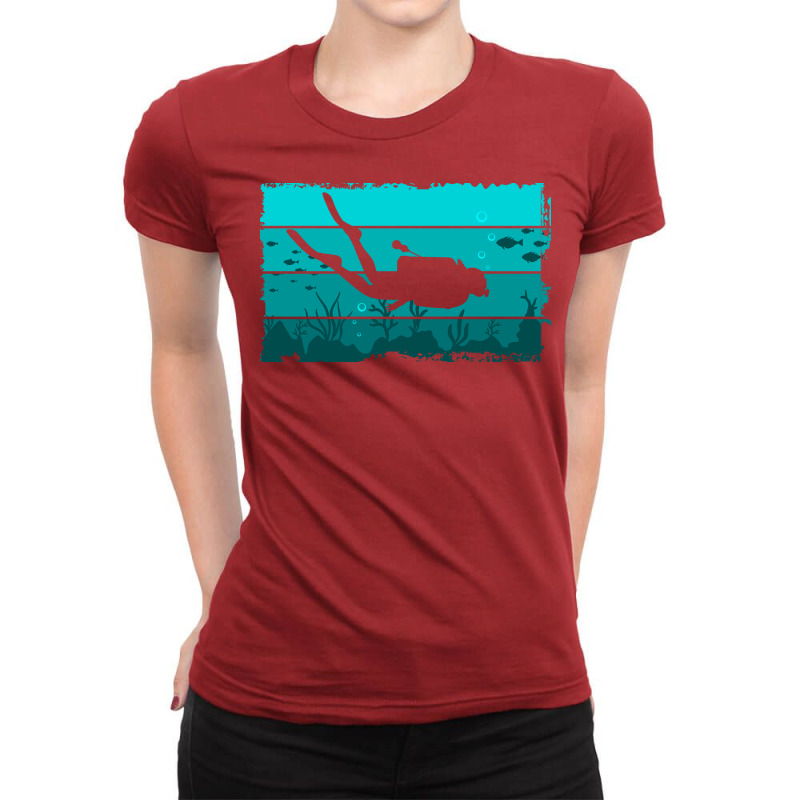 Diver Scuba Diving Diver Blue Ladies Fitted T-Shirt by nossyhinzent | Artistshot