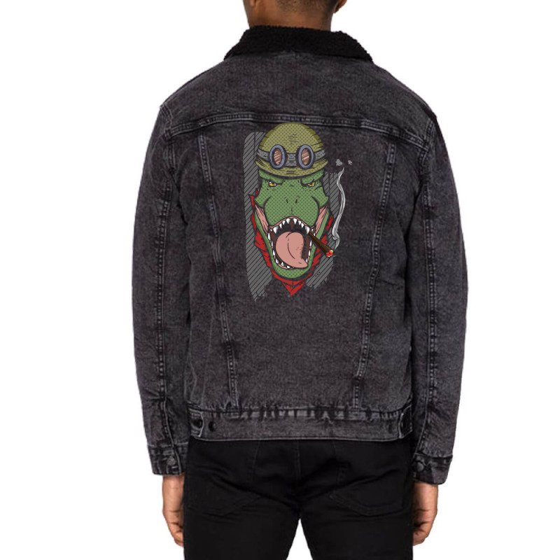 Dinosaur Soldier Unisex Sherpa-lined Denim Jacket | Artistshot