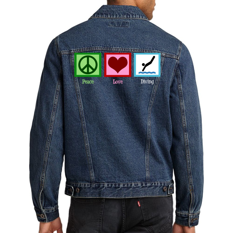 Peace Love Diving Funny Men Denim Jacket | Artistshot