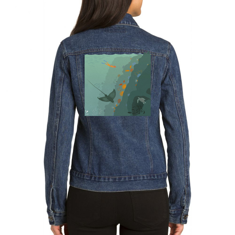 Freedom Diving Boy Ladies Denim Jacket by dandyzizyn | Artistshot