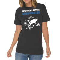 Life Looks Better Underwater Diving Diver Yellow 7 Vintage T-shirt | Artistshot