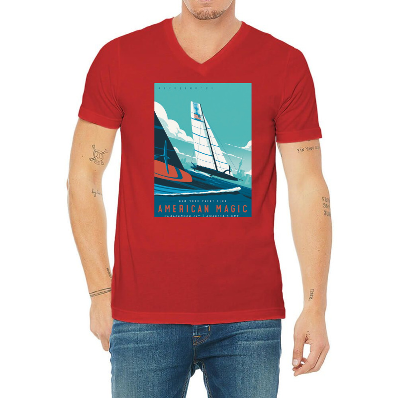 America's Cup   American Magic Poster   Auckland 2 V-Neck Tee by deakinlathena | Artistshot