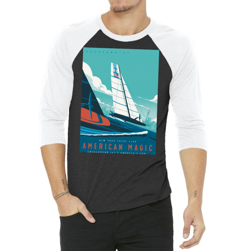 America's Cup   American Magic Poster   Auckland 2 3/4 Sleeve Shirt by deakinlathena | Artistshot