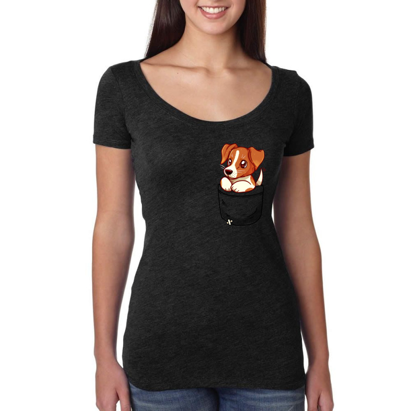 Pocket Cute Jack Russell Terrier Women's Triblend Scoop T-shirt by whileyhewattz | Artistshot