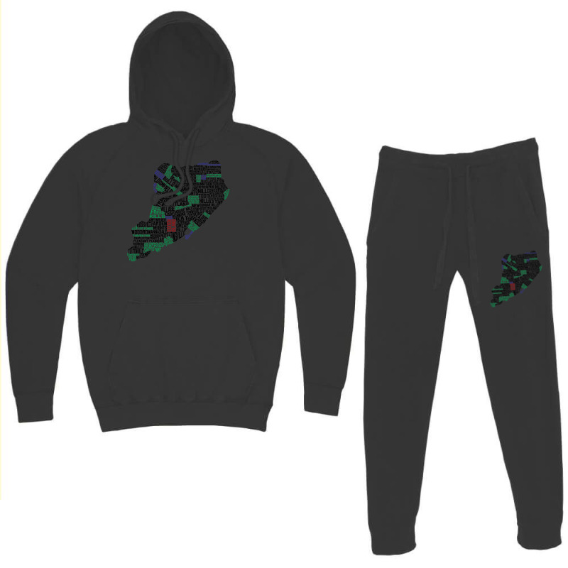 Staten Island New York Typographic Map Hoodie & Jogger Set | Artistshot