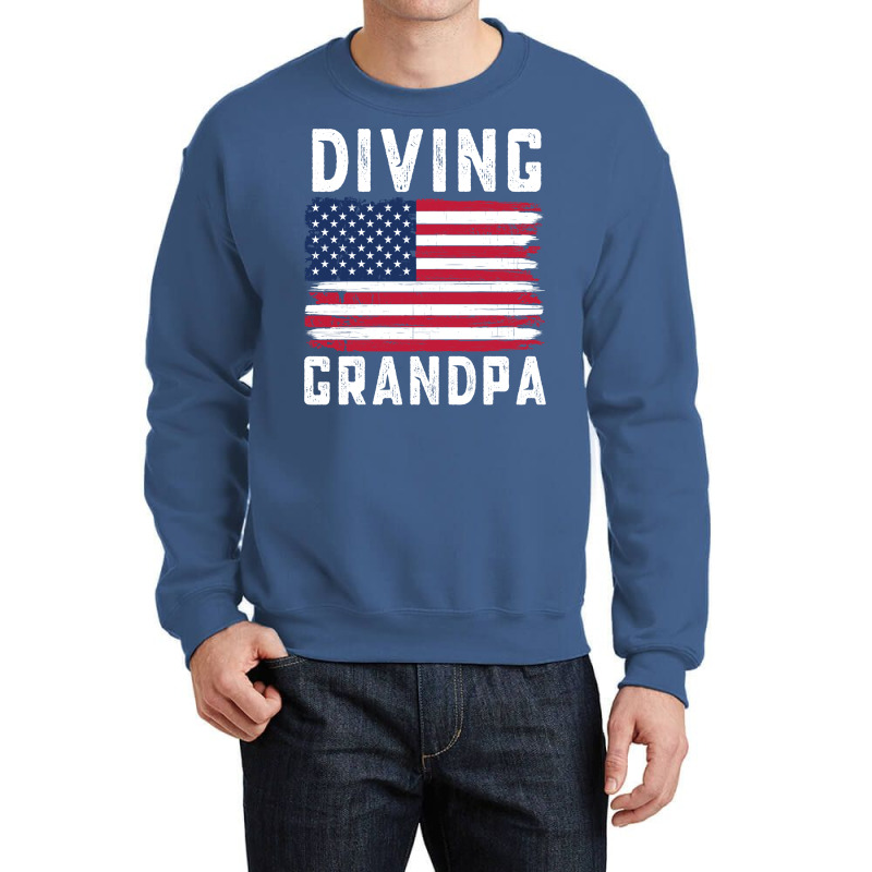 Diving Grandpa American Flag July 4th Hippie Crewneck Sweatshirt | Artistshot