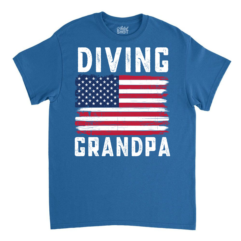 Diving Grandpa American Flag July 4th Hippie Classic T-shirt | Artistshot