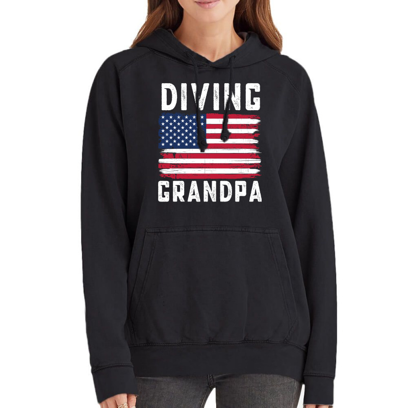 Diving Grandpa American Flag July 4th Hippie Vintage Hoodie | Artistshot