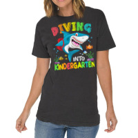 Diving Into Kindergarten Shark Back To School Humo Vintage T-shirt | Artistshot