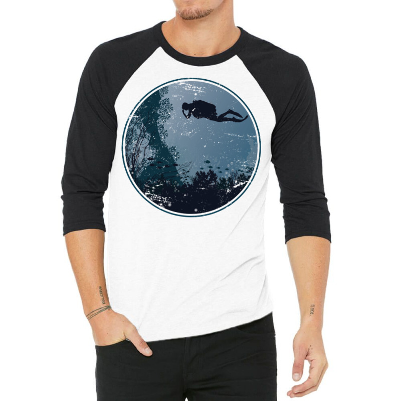 Ocean Retro Scuba Diving Funny 3/4 Sleeve Shirt by laihanmoratx | Artistshot