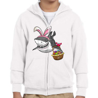 Cool Easter Shark Easter Basket Bunny Ears Happy E Youth Zipper Hoodie | Artistshot