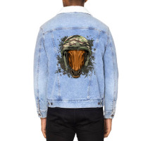 Horse Soldier Veteran Army Horse Farm Animal Lover Unisex Sherpa-lined Denim Jacket | Artistshot