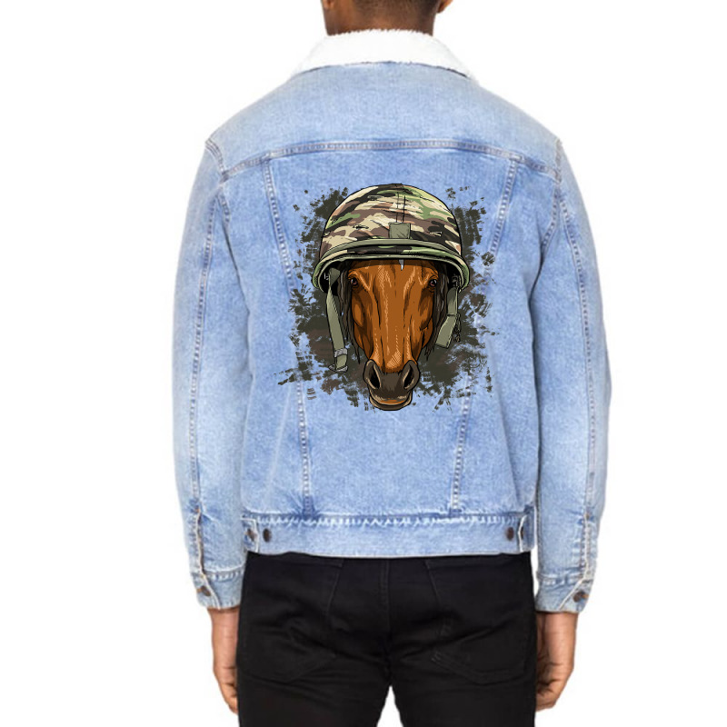 Horse Soldier Veteran Army Horse Farm Animal Lover Unisex Sherpa-lined Denim Jacket | Artistshot