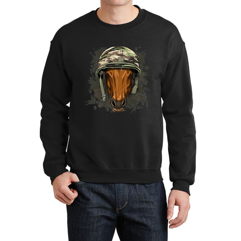 Horse Soldier Veteran Army Horse Farm Animal Lover Crewneck Sweatshirt | Artistshot