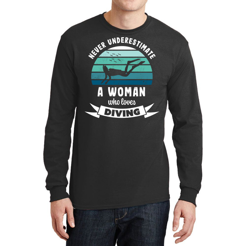 Woman Who Loves Diving Gift For Diver Long Sleeve Shirts by tanuskrego | Artistshot