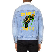 Funny Dirt Bike Out Motocross Gift Gravity Check D Unisex Sherpa-lined Denim Jacket | Artistshot