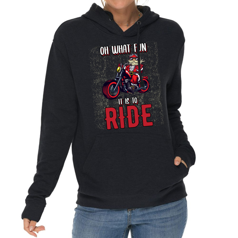 Christmas Biker Santa Claus Motorcycle Boy Lightweight Hoodie | Artistshot