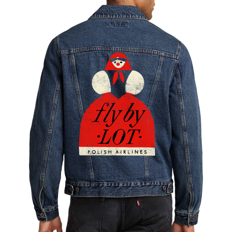 Fly By Lot Polish Airline   Faded Vintage Style (1 Men Denim Jacket | Artistshot