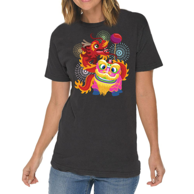 Lion And Dragon Dance Vintage T-Shirt by akinwanaroa4 | Artistshot